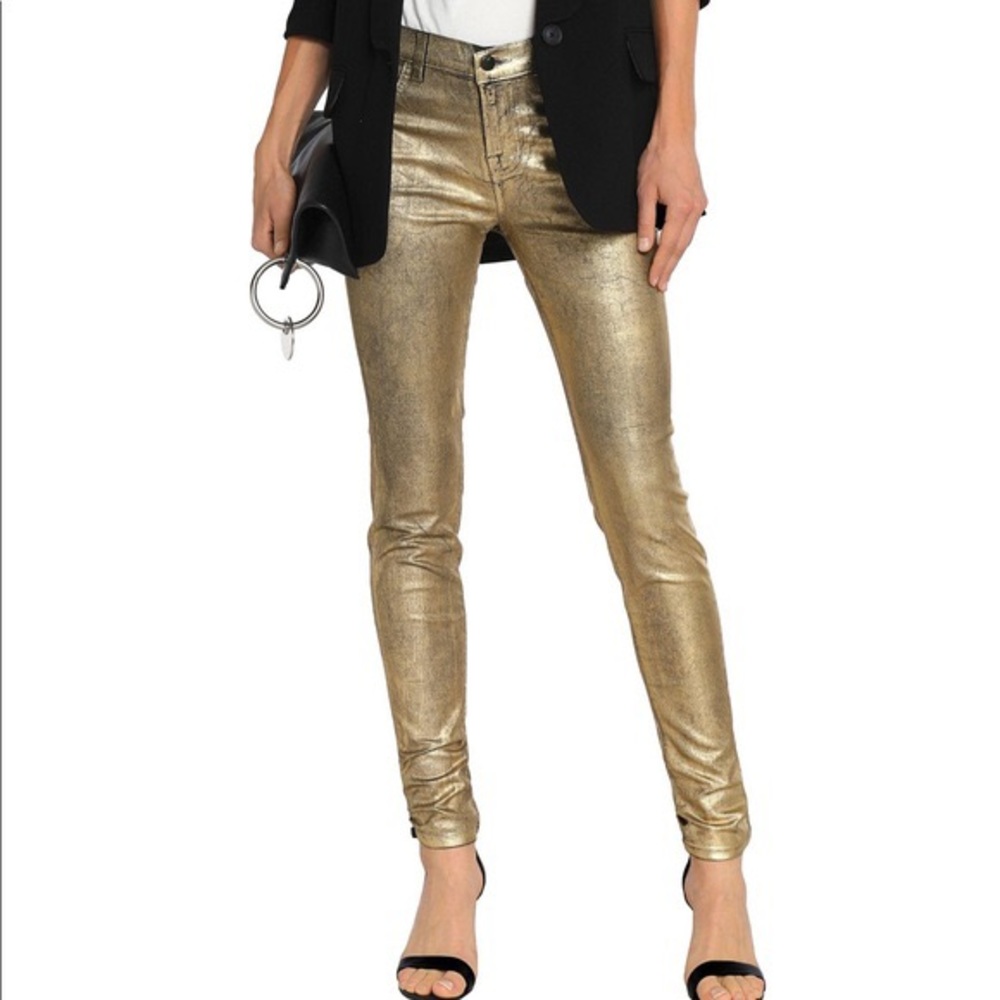NWT J Brand Metallic Gold Skinny Jeans size 24